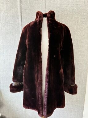 Vogue Plush Teddy Jacket in Deep Wine